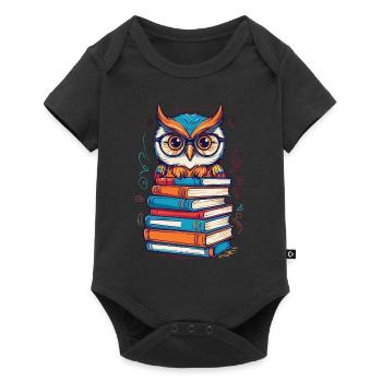 Books Owl Cute Book Illustration Bookworm - Baby Premium short-sleeve bodysuit - black - Front