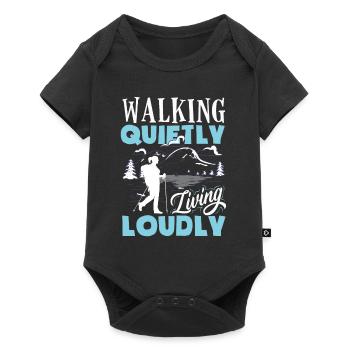 Silent Walks : l’entraînement préféré de mon âme : la randonnée - Body à manches courtes Premium Bébé - noir - Devant