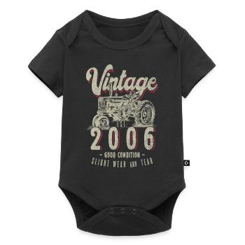Oldtimer Traktor Farmer Geburtstag Jahrgang 2006 - Baby Premium Kurzarmbody - Schwarz - Vorne