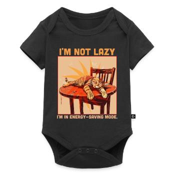 Chat paresseux Humour Mode d’économie d’énergie Citation amusante - Body à manches courtes Premium Bébé - noir - Devant