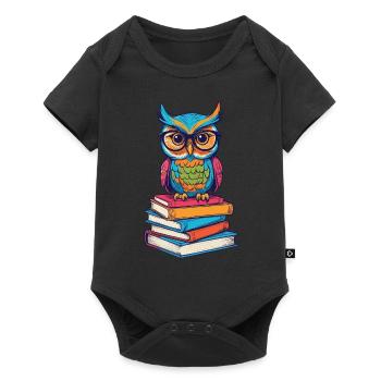 Livres Hibou Lecture Hibou Littérature Livre Amour - Body à manches courtes Premium Bébé - noir - Devant