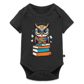 Books Owl Owls Lover Cute Book Illustration - Baby Premium short-sleeve bodysuit - black - Front