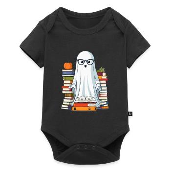 Book Lover Style Reading Halloween Ghost - Baby Premium short-sleeve bodysuit - black - Front