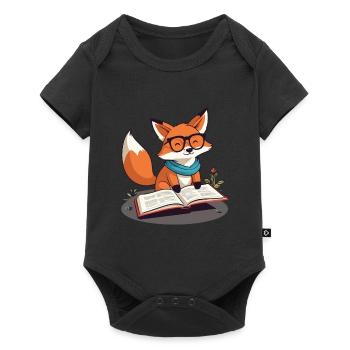 Renard mignon amoureux des livres avec des lunettes - Body à manches courtes Premium Bébé - noir - Devant