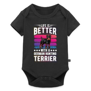 La vie est meilleure avec le terrier de chasse allemand - Body à manches courtes Premium Bébé - noir - Devant