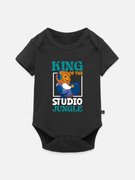 Löwe am Mischpult - Tontechnik - Baby Premium Kurzarmbody - Schwarz