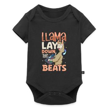 Lama à la table de mixage - Ingénieur du son - Body à manches courtes Premium Bébé - noir - Devant