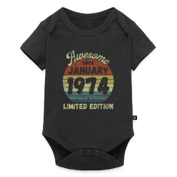 Awesome since January 1974 - Geburtstag - Baby Premium Kurzarmbody - Schwarz - Vorne