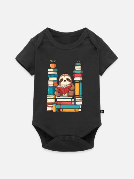 Lustiges Buchliebhaber Faultier - Baby Premium Kurzarmbody - Schwarz
