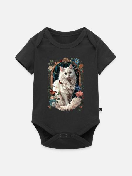 Türkisch Angora Katze - Baby Premium Kurzarmbody - Schwarz