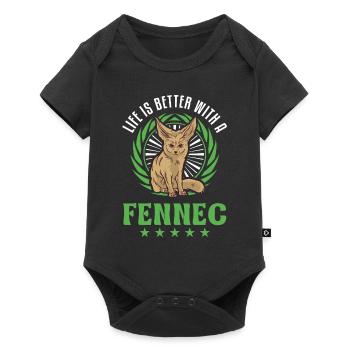 La vie est meilleure avec un fennec - Body à manches courtes Premium Bébé - noir - Devant