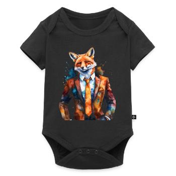 Costume de renard imprimé animalier coloré - Body à manches courtes Premium Bébé - noir - Devant