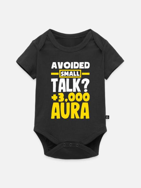 Avoided Small Talk? +3000 Aura - Baby Premium Kurzarmbody - Schwarz
