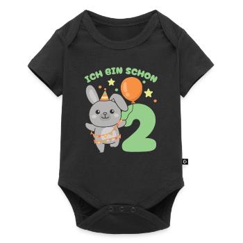 Ich bin schon 2 Hasen Geburtstags Kinder - Baby Premium Kurzarmbody - Schwarz - Vorne
