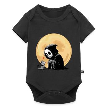 Halloween Squelette Chat de la Mort Pleine Lune Gothique Drôle - Body à manches courtes Premium Bébé - noir - Devant