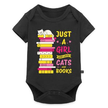 Cats, Cat Lover, Books, Reading, Girl - Baby Premium short-sleeve bodysuit - black - Front