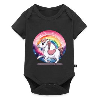 Arc-en-ciel Cheval Chevaux Enfant Enfants Poney - Body à manches courtes Premium Bébé - noir - Devant