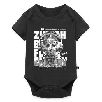 Zürich Techno T-Shirt – Astronautin mit Kopfhörern - Baby Premium Kurzarmbody - Schwarz - Vorne