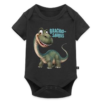 DINOSAURIER, BRACHIO SAURUS - Baby Premium Kurzarmbody - Schwarz - Vorne