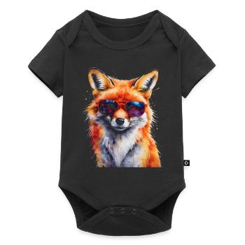 Lunettes de soleil renard imprimé imprimé animal coloré - Body à manches courtes Premium Bébé - noir - Devant