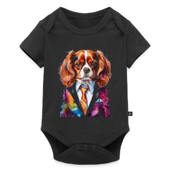 Cavalier King Charles Spaniel Costume Imprimé Chien - Body à manches courtes Premium Bébé - noir - Devant