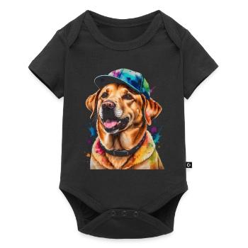 Labrador Retriever Snapback Cap Dog Design Print - Body à manches courtes Premium Bébé - noir - Devant
