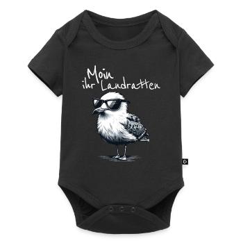 Moin ihr Landratten Lustiger Möwe Spruch - Baby Premium Kurzarmbody - Schwarz - Vorne
