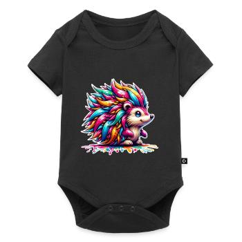 Hérisson coloré - Body à manches courtes Premium Bébé - noir - Devant