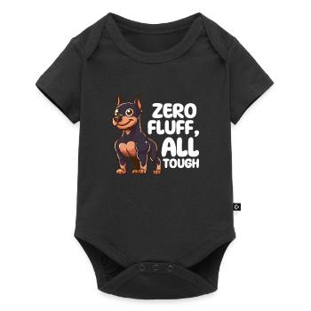 Null Flusen, alles zäh - Dobermann Hund - Baby Premium Kurzarmbody - Schwarz - Vorne