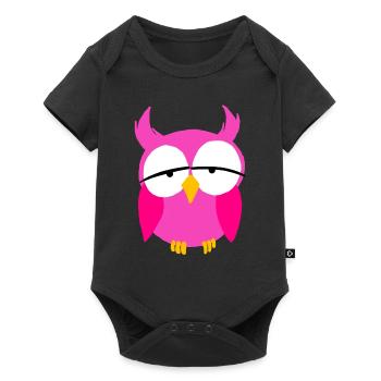 Pink Girl Owl Cartoon Nocturnal Predator Birds - Baby Premium short-sleeve bodysuit - black - Front