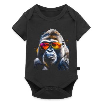 Lunettes de soleil Gorilla Monkey Colorful Animal Design Print - Body à manches courtes Premium Bébé - noir - Devant