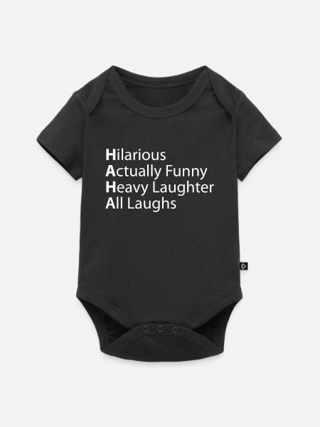 Haha Urkomisch, Tatsächlich Heftiges Lachen - Baby Premium Kurzarmbody - Schwarz