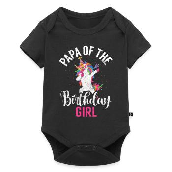 Birthday Girl's Dad Unicorn Bday - Baby Premium short-sleeve bodysuit - black - Front