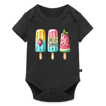 Hello Summer. Happy Popsicle Design, Ice Cream, - Baby Premium short-sleeve bodysuit - black - Front