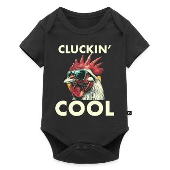 Cluckin' Cool White Poulet dans des lunettes de soleil Oeuf - Body à manches courtes Premium Bébé - noir - Devant