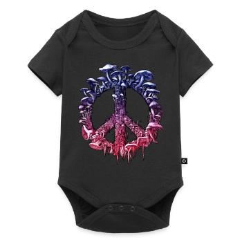 Vibrant Psychedelic Mushroom Peace Sign - Baby Premium short-sleeve bodysuit - black - Front