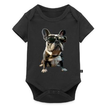Bouledogue français motif chien bouledogues dogue allemand - Body à manches courtes Premium Bébé - noir - Devant