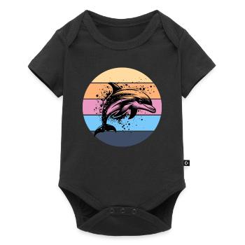 Delfin - Baby Premium Kurzarmbody - Schwarz - Vorne