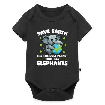 Ist der einzige Planet mit Elefanten Earth Day - Baby Premium Kurzarmbody - Schwarz - Vorne