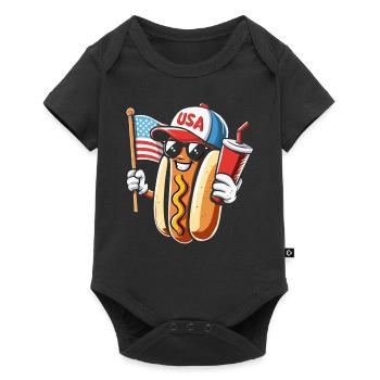 4th of July Hot Dog USA Flag and Drink - Baby Premium short-sleeve bodysuit - black - Front