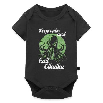 Gardez votre calme et saluez Cthulhu Lovecraft Necronomicon - Body à manches courtes Premium Bébé - noir - Devant