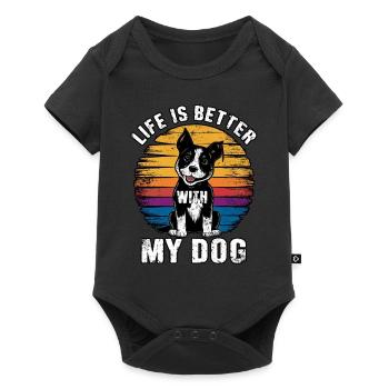 Life is better with my dog - Baby Premium short-sleeve bodysuit - black - Front