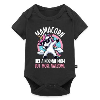 Mamacorn Einhornkostüm Lustige Mutter Mama - Baby Premium Kurzarmbody - Schwarz - Vorne