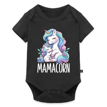 Mamacorn Einhornkostüm Lustige Mutter Mama - Baby Premium Kurzarmbody - Schwarz - Vorne