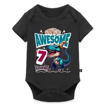 T Rex Dinosaur 7th Birthday Children's Birthday - Baby Premium short-sleeve bodysuit - black - Front