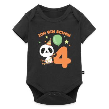 J’ai déjà 4 enfants d’anniversaire de panda - Body à manches courtes Premium Bébé - noir - Devant