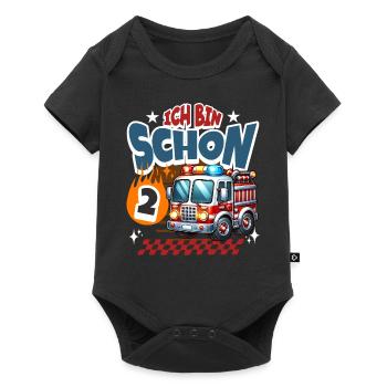 Feuerwehr 2. Geburtstag Kindergeburtstag - Baby Premium Kurzarmbody - Schwarz - Vorne