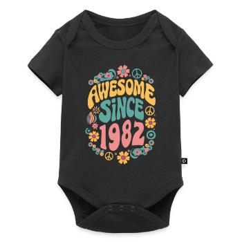 Génial Depuis 1982 Fleurs Hippie Né Année 1982 - Body à manches courtes Premium Bébé - noir - Devant