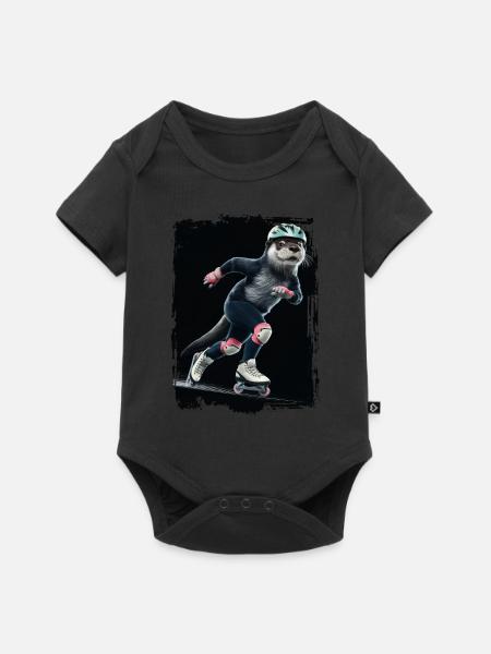 Otter Skaten Geschenk - Baby Premium Kurzarmbody - Schwarz