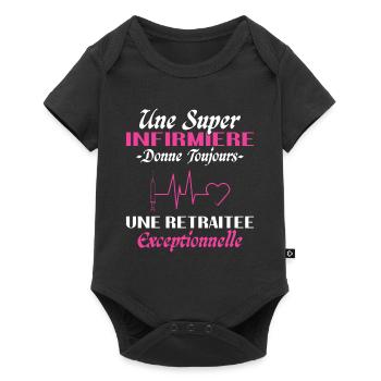 Humour infirmière retraitée, Cadeau retraite - Body à manches courtes Premium Bébé - noir - Devant